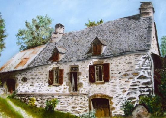 MAISON D'AUVERGNE(Huile sur toile)