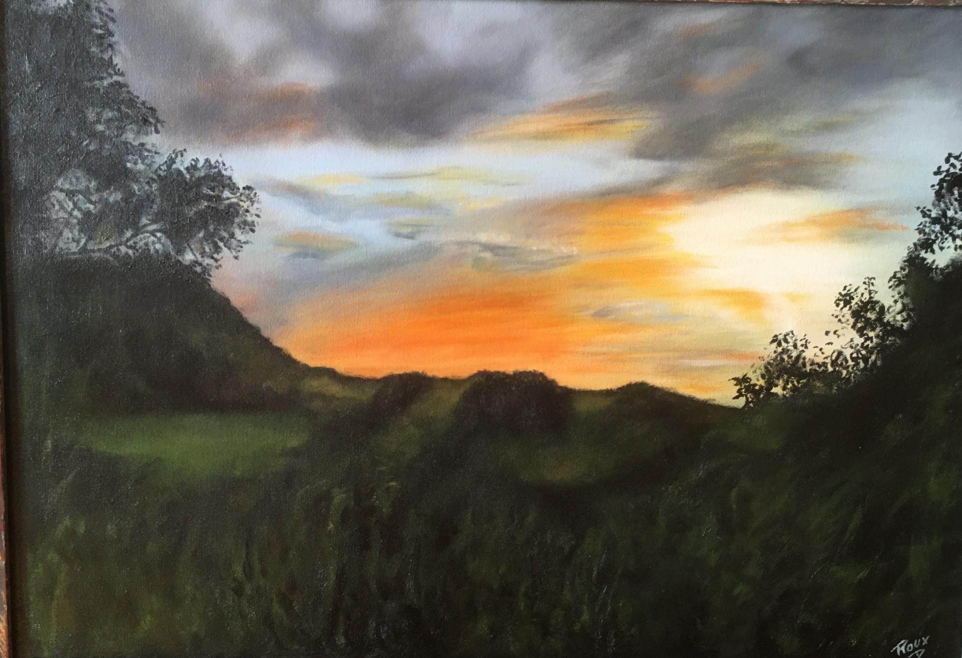 COUCHER DE SOLEIL(Huile sur toile)